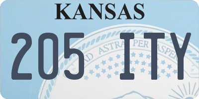 KS license plate 205ITY