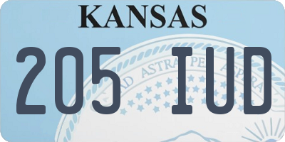 KS license plate 205IUD