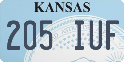 KS license plate 205IUF
