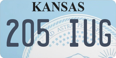 KS license plate 205IUG