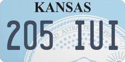 KS license plate 205IUI