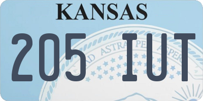 KS license plate 205IUT