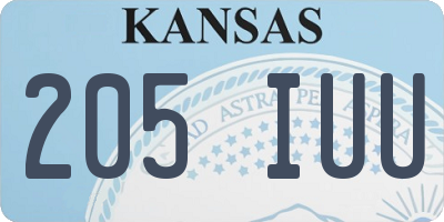 KS license plate 205IUU