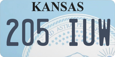 KS license plate 205IUW