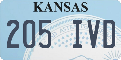 KS license plate 205IVD