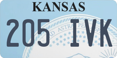 KS license plate 205IVK