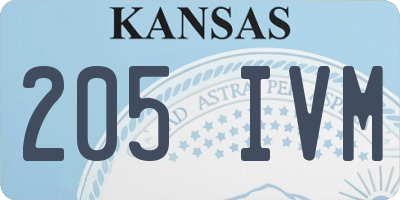 KS license plate 205IVM