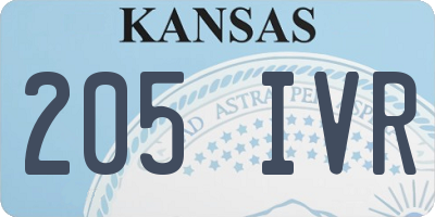 KS license plate 205IVR