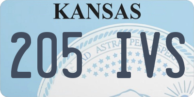 KS license plate 205IVS