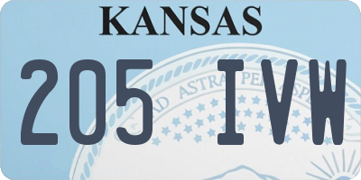 KS license plate 205IVW