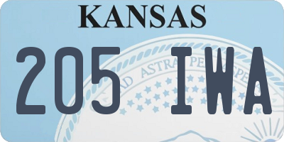 KS license plate 205IWA