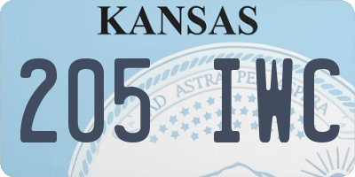 KS license plate 205IWC