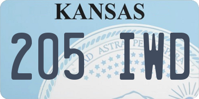KS license plate 205IWD