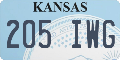 KS license plate 205IWG