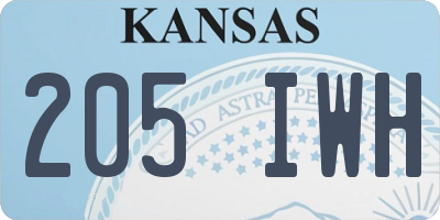 KS license plate 205IWH