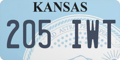 KS license plate 205IWT