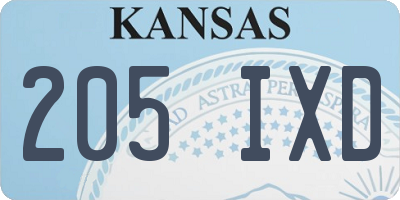 KS license plate 205IXD