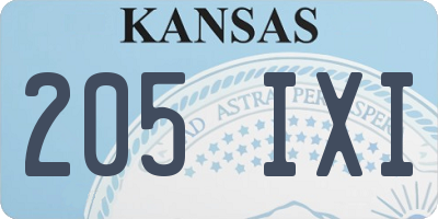 KS license plate 205IXI