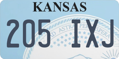 KS license plate 205IXJ
