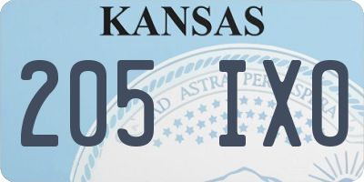 KS license plate 205IXO