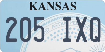 KS license plate 205IXQ
