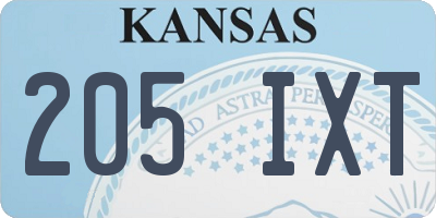 KS license plate 205IXT