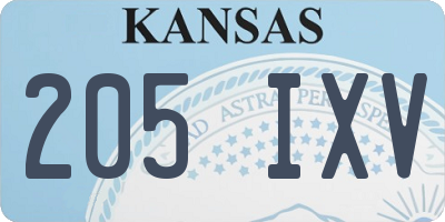 KS license plate 205IXV