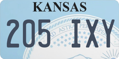 KS license plate 205IXY