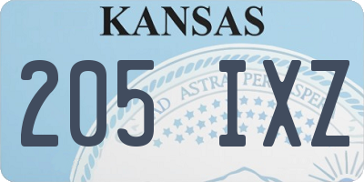 KS license plate 205IXZ