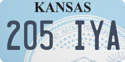 KS license plate 205IYA