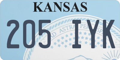 KS license plate 205IYK