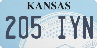 KS license plate 205IYN