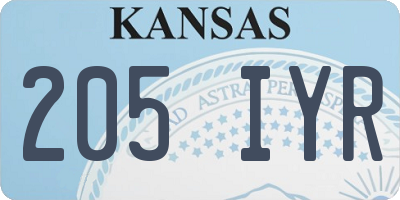 KS license plate 205IYR