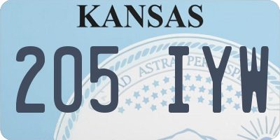 KS license plate 205IYW