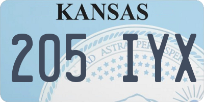 KS license plate 205IYX