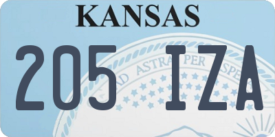 KS license plate 205IZA