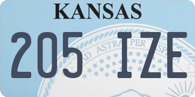 KS license plate 205IZE