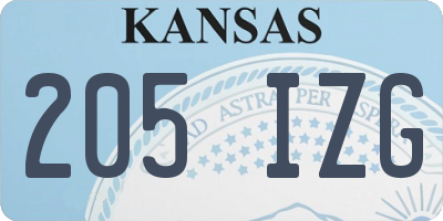 KS license plate 205IZG