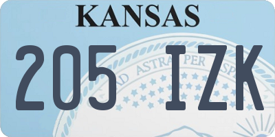 KS license plate 205IZK