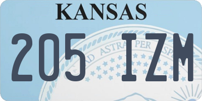 KS license plate 205IZM