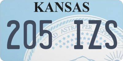 KS license plate 205IZS