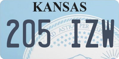 KS license plate 205IZW