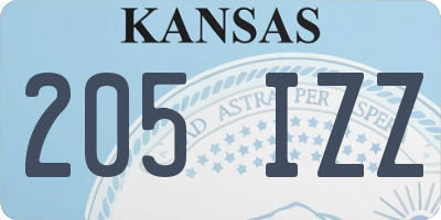 KS license plate 205IZZ