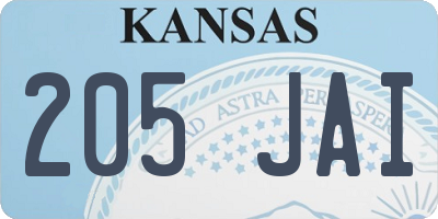 KS license plate 205JAI