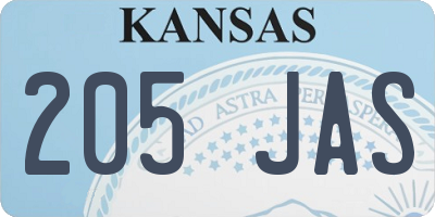 KS license plate 205JAS