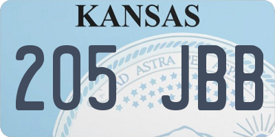KS license plate 205JBB
