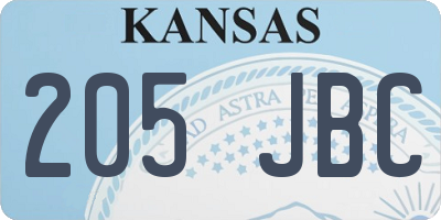 KS license plate 205JBC