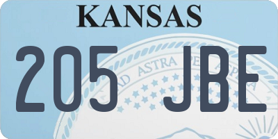 KS license plate 205JBE