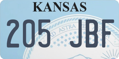 KS license plate 205JBF