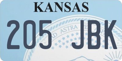 KS license plate 205JBK